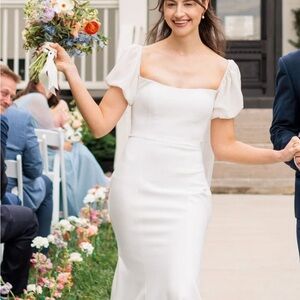 Puff Sleeve Mermaid Wedding Dress